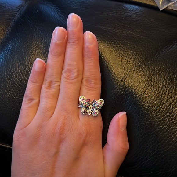 Size 6.5 sterling silver butterfly pavé rhinestone ring - Picture 8 of 8